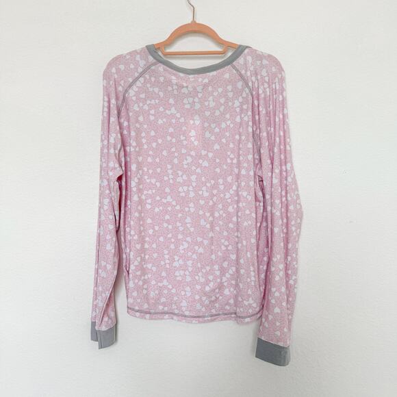 Splendid Womens Pajama Set Size XL Pink Heart Print Top Pants Lounge Softcore - Picture 5 of 8